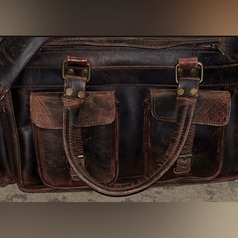 Roosevelt buffalo leather pilot satchel by buffalo Jackson trading co